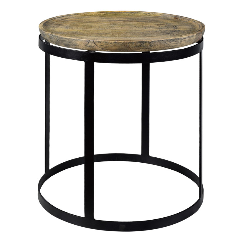 17 Stories Solid Wood Tray Top Drum End Table & Reviews Wayfair